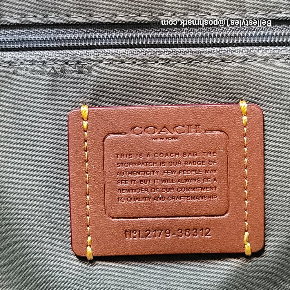 COACH Taylor Polished Pebbled Leather Large Tote- Army Green color ⭐ - Picture 14 of 16